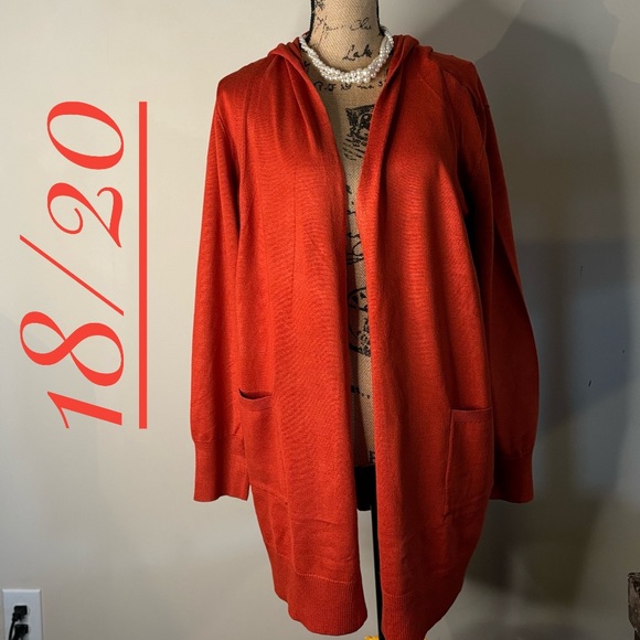 New! Women’s ASHLEY Stewart Hooded Knit Open Front Cardigan Sweater Size 18/20 - Picture 2 of 9